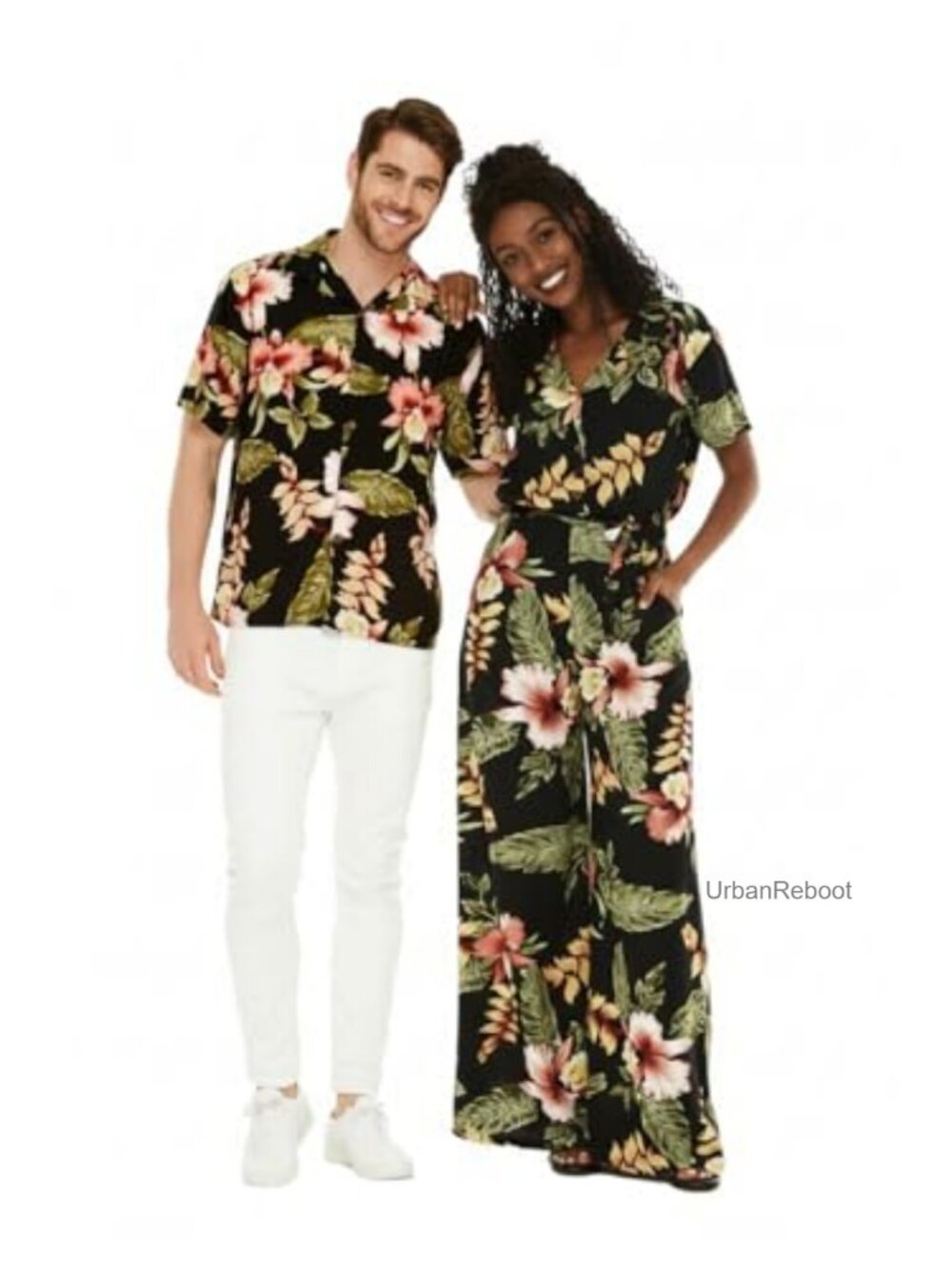 Wide Leg Jumpsuit Rayon Matching Couple Hawaiian Vacation Luau